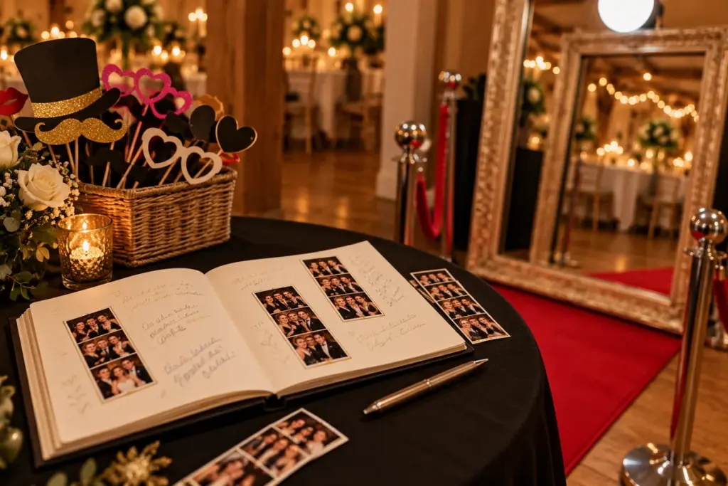 Magic mirror hire Worcestershire with props guest book and instant prints