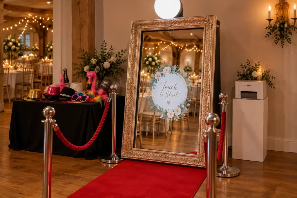Magic mirror photo booth with animated screen hire West Midlands