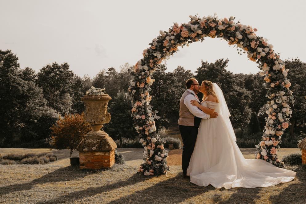 Wedding venue styled with elegant floral décor during booking and planning process with The Wedding House
